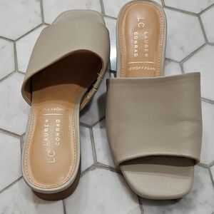 LC Lauren Conrad Cream Mules w/ Modern Design Women's Size 6 Medium Sandals Shoe